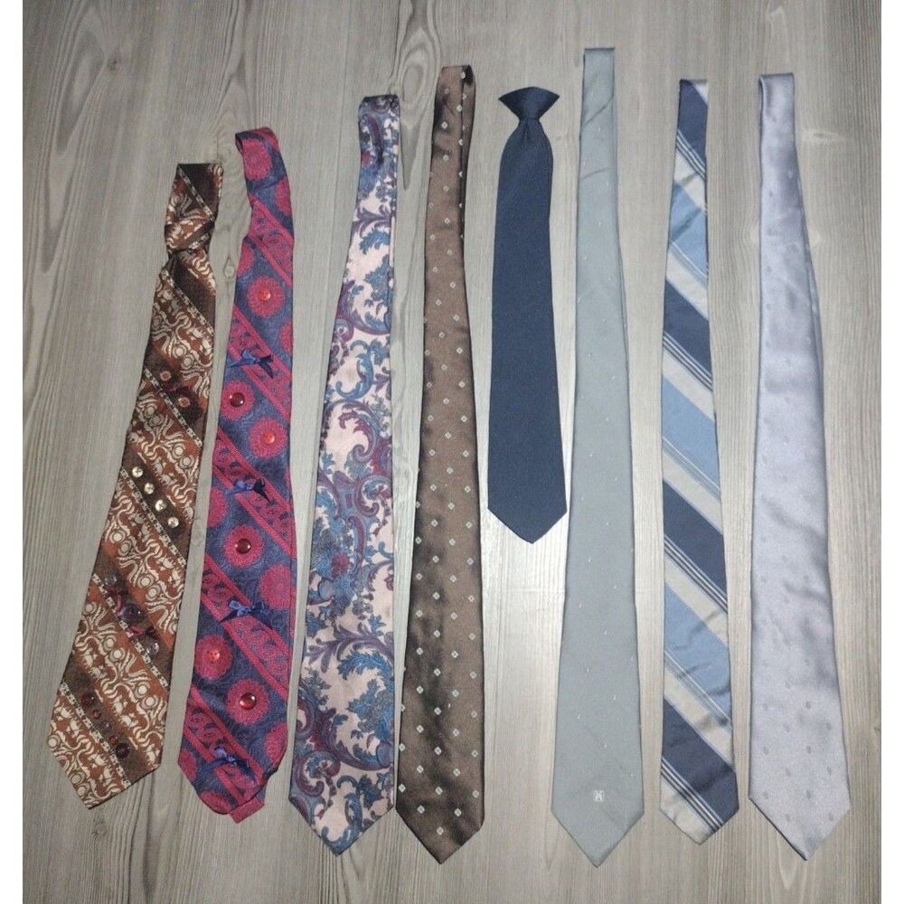 Men’s Tie Bundle (8pc) – Vintage & Modern Mixed Brands – Patterned Neckties